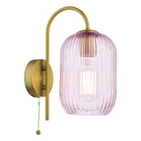 Dar Idra Wall Light Aged Bronze and Pink Ribbed Glass –  from Amos Lighting + Home