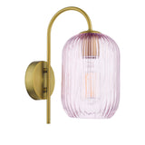 Dar Idra Wall Light Aged Bronze and Pink Ribbed Glass –  from Amos Lighting + Home