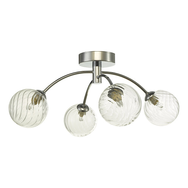 Dar Izzy 4 Light Semi Flush Polished Chrome Twisted Glass –  from Amos Lighting + Home