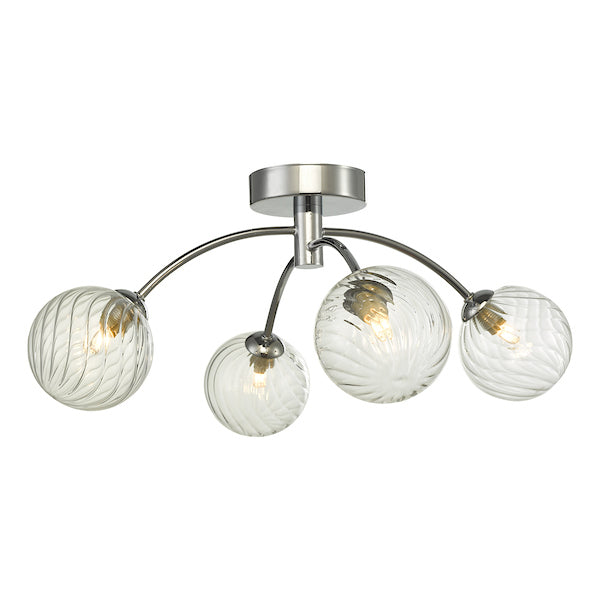 Dar Izzy 4 Light Semi Flush Polished Chrome Twisted Glass –  from Amos Lighting + Home