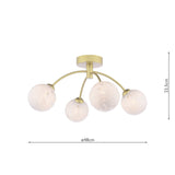 Dar Izzy 4 Light Semi-Flush Polished Gold & Confetti Glass –  from Amos Lighting + Home