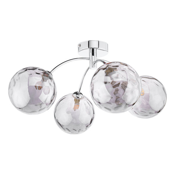 Dar Izzy 4lt Semi-Flush Chrome with Smoked Glass –  from Amos Lighting + Home