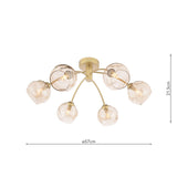 Dar Izzy 6 Light Semi-Flush Polished Gold & Champagne Dimpled Glass –  from Amos Lighting + Home