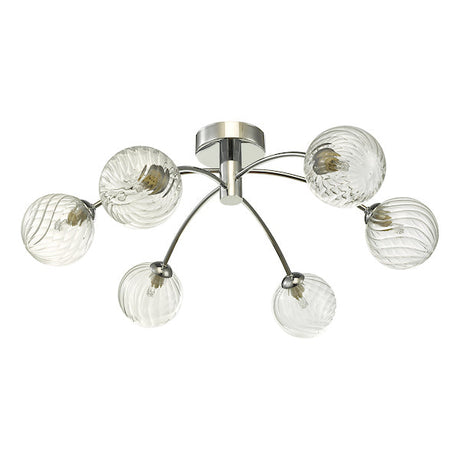 Dar Izzy 6lt Semi Flush Polished Chrome Twisted Glass –  from Amos Lighting + Home