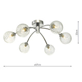 Dar Izzy 6lt Semi Flush Polished Chrome Twisted Glass –  from Amos Lighting + Home