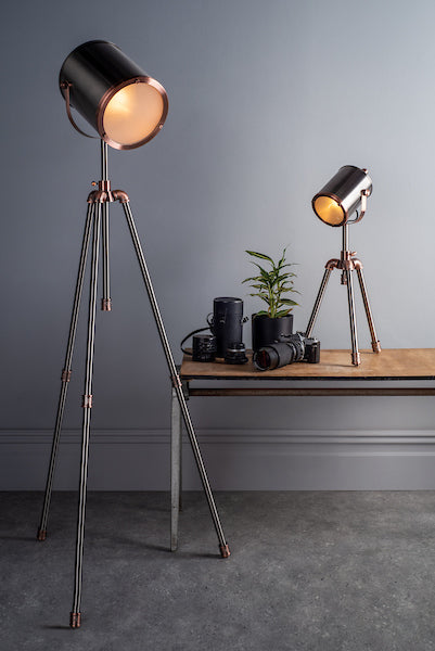 Dar Jake Floor Lamp Antique Silver and Copper –  from Amos Lighting + Home