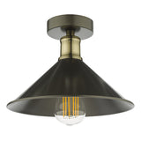 Dar Jalen Flush Ceiling Light Graphite & Antique Brass –  from Amos Lighting + Home