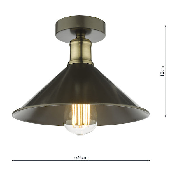 Dar Jalen Flush Ceiling Light Graphite & Antique Brass –  from Amos Lighting + Home