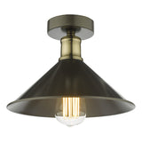 Dar Jalen Flush Ceiling Light Graphite & Antique Brass –  from Amos Lighting + Home