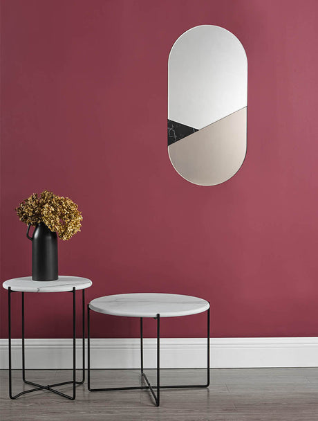 Dar Jalisa Oval Mirror Rose Gold & Black with Marble Effect