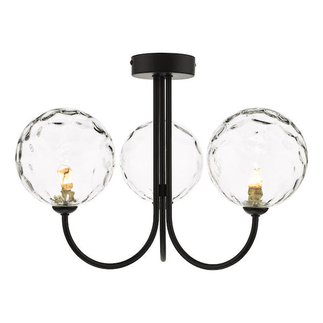 Dar Jared 3lt Semi Flush Black with Clear Glass –  from Amos Lighting + Home