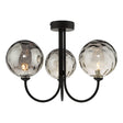 Dar Jared 3lt Semi Flush Black with Smoked Glass –  from Amos Lighting + Home