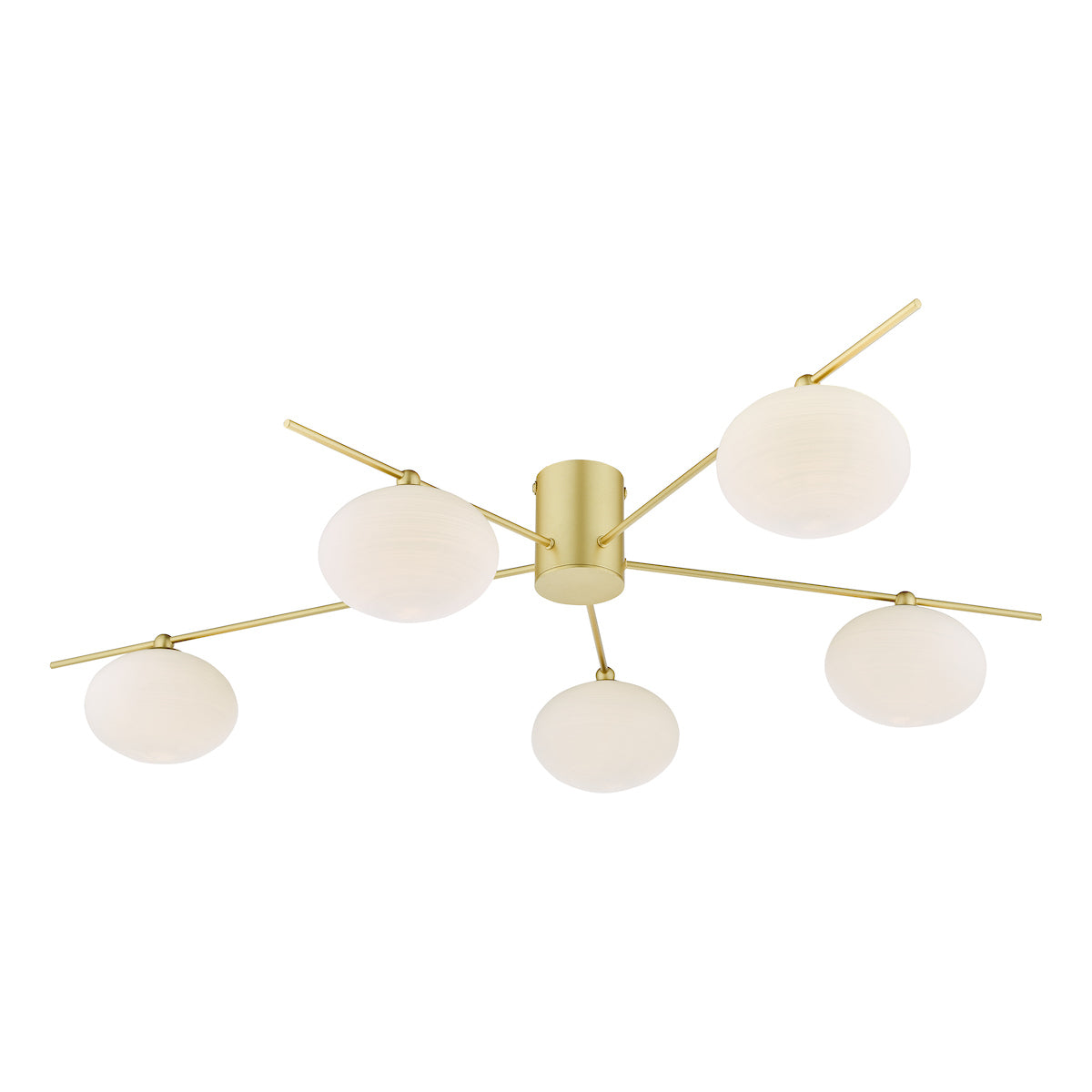Dar Jasper 5 Light Semi-Flush Satin Gold & Opal Glass
