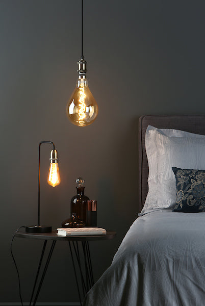 Dar Kiefer Table Lamp Black and Antique Brass –  from Amos Lighting + Home