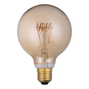 Vintage globe LED light bulb E27 with 4W dimmable filament in amber glass