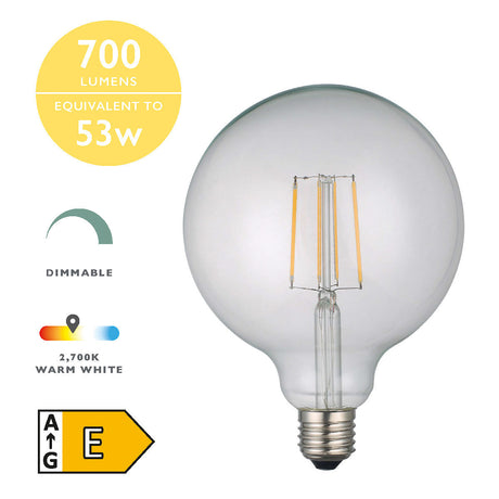 Dar LED Light Bulb E27 6w Large Globe Dimmable