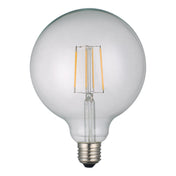 Large globe LED light bulb with E27 base and visible yellow filaments, dimmable modern design