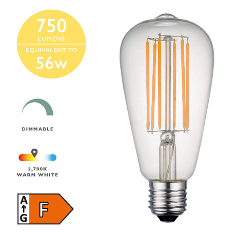 Dar LED Light Bulb E27 8w Elongated Dimmable