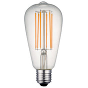 Elongated vintage-style clear LED light bulb with visible orange filaments and E27 screw base