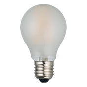 Frosted 8W dimmable LED light bulb with E27 base isolated on white background