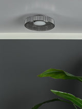 Dar Leena Flush Satin Black and Smoked Ribbed Glass LED –  from Amos Lighting + Home