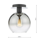 Dar Lycia 1 Light Semi Flush Matt Black Ombre Smoked Glass –  from Amos Lighting + Home