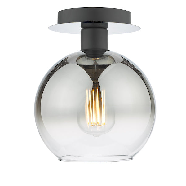 Dar Lycia 1 Light Semi Flush Matt Black Ombre Smoked Glass –  from Amos Lighting + Home