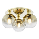 Dar Lycia 3 Light Flush Satin Gold and Gold Ombre Glass –  from Amos Lighting + Home