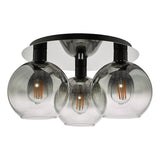 Dar Lycia 3lt Flush Ceiling Light Matt Black Ombre Smoked Glass –  from Amos Lighting + Home