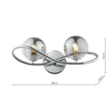 Dar Lysandra 2 Light Wall Light Polished Chrome and Smoked Glass –  from Amos Lighting + Home