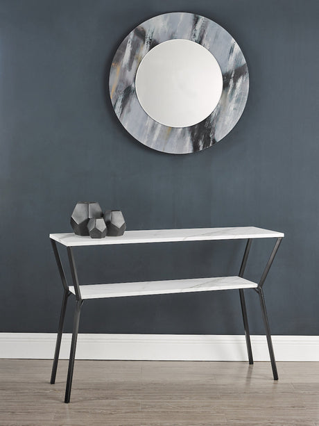 Dar Mehera Round Mirror Grey Marble Print