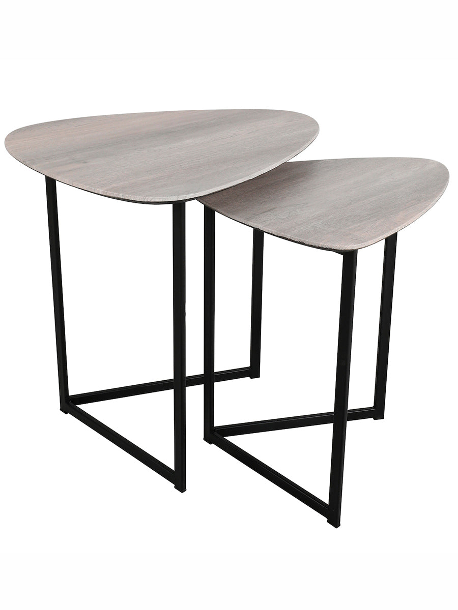 Dar Mibello Nest of Side Tables Silvered Oak Effect –  from Amos Lighting + Home