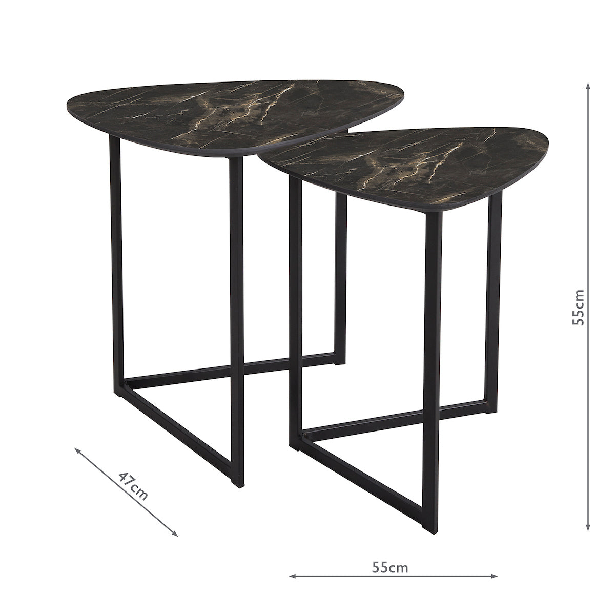 Dar Mibello Nested Tables Dark Marble Effect and Matt Black –  from Amos Lighting + Home