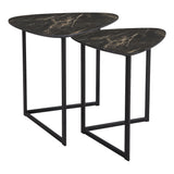 Dar Mibello Nested Tables Dark Marble Effect and Matt Black –  from Amos Lighting + Home