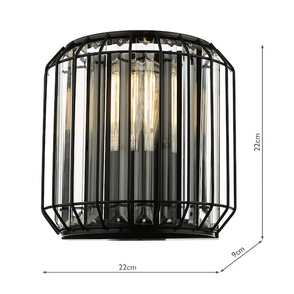 Dar Naeva Wall Light Matt Black and Crystal –  from Amos Lighting + Home