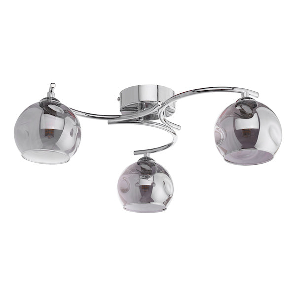 Dar Nakita 3lt Semi-Flush Chrome with Smoked Glass –  from Amos Lighting + Home