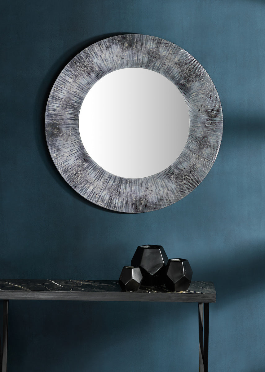 Dar Neome Round Mirror with Purple Grey Frame