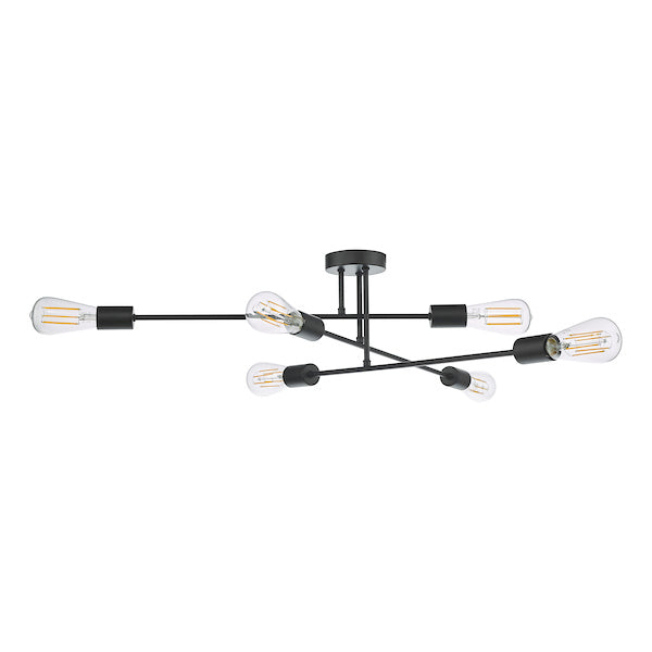 Dar Neve 6 Light Flush Matt Black –  from Amos Lighting + Home