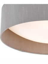 Dar Nysa 2 Light Flush Grey Faux Silk 40cm –  from Amos Lighting + Home