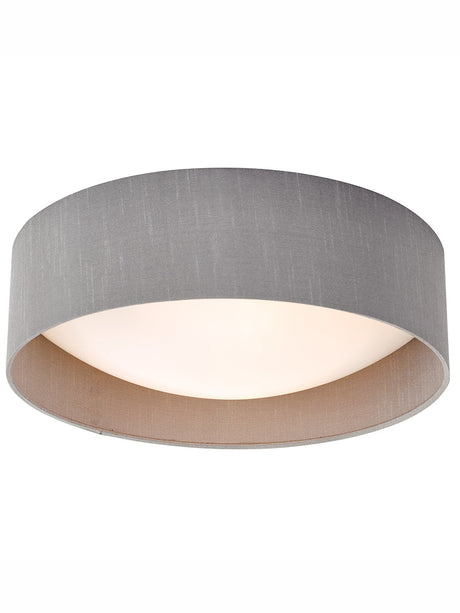 Dar Nysa 2 Light Flush Grey Faux Silk 40cm –  from Amos Lighting + Home