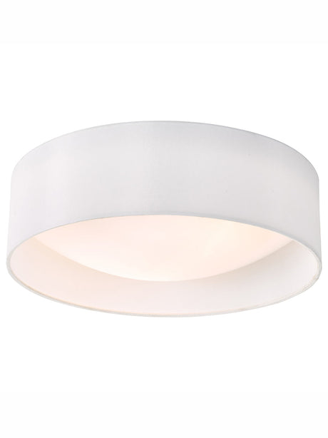 Dar Nysa 2 Light Flush White Faux Silk 40cm –  from Amos Lighting + Home