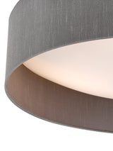 Dar Nysa 3 Light Flush Grey Faux Silk 60cm –  from Amos Lighting + Home