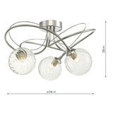 Dar Onawa 3 Light Semi Flush with Twisted Closed Glass –  from Amos Lighting + Home