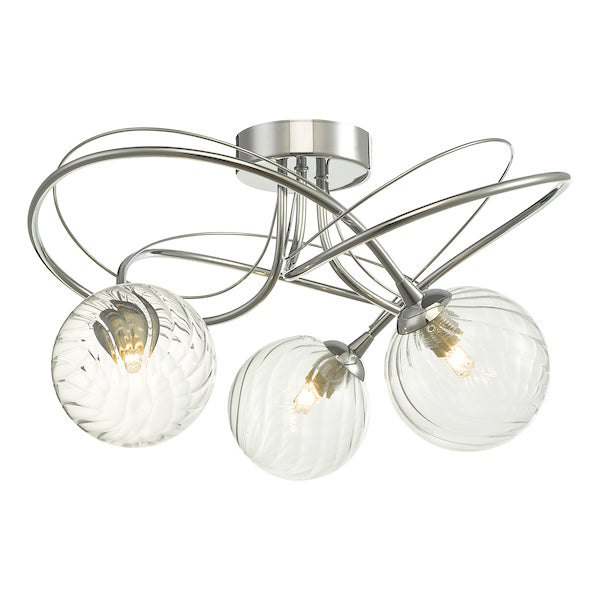 Dar Onawa 3 Light Semi Flush with Twisted Closed Glass –  from Amos Lighting + Home