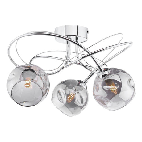 Dar Onawa 3lt Semi Flush Ceiling Light Dimpled Smoked Glass –  from Amos Lighting + Home