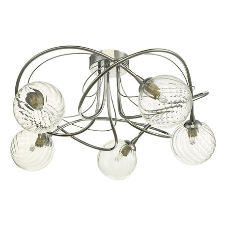 Dar Onawa 5 Light Semi Flush with Twisted Closed Glass –  from Amos Lighting + Home