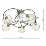 Dar Onawa 5 Light Semi Flush with Twisted Closed Glass –  from Amos Lighting + Home