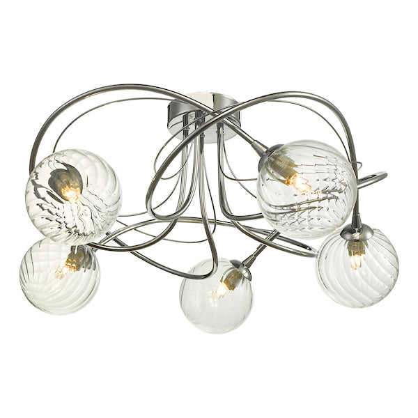 Dar Onawa 5 Light Semi Flush with Twisted Closed Glass –  from Amos Lighting + Home