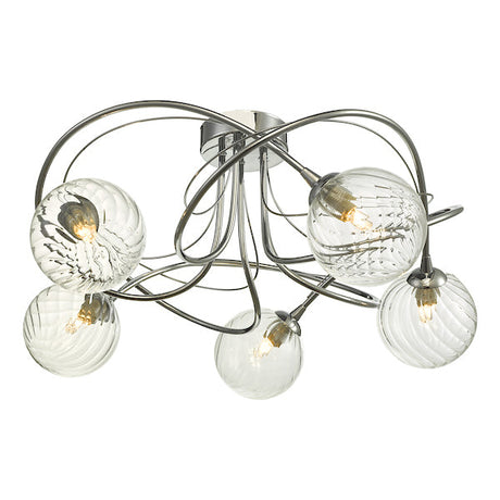 Dar Onawa 5 Light Semi Flush with Twisted Closed Glass –  from Amos Lighting + Home