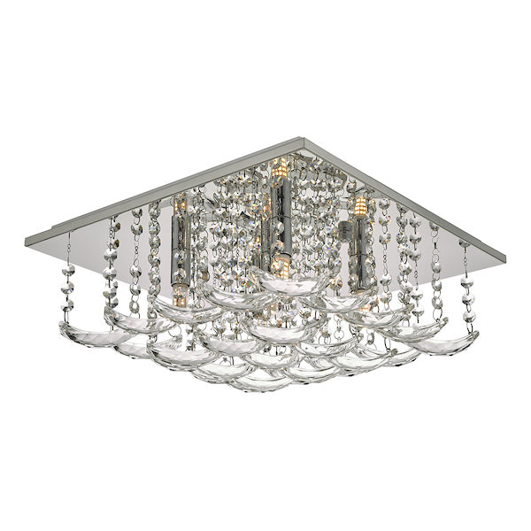 Dar Orella 5 Light Flush Ceiling Light Crystal and Chrome –  from Amos Lighting + Home